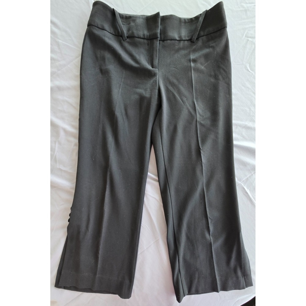 Vintage Bebe Midrise Split Seam Dress Pants Size 4 Black Asymmetrical Belt Loop